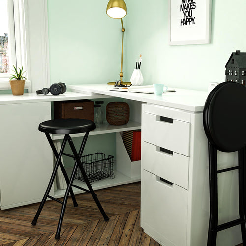 24 Inch Vinyl Padded Folding Stool with 200 lb Weight Capacity